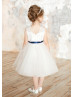 Unique Ivory Lace Glitter Tulle Flower Girl Dress